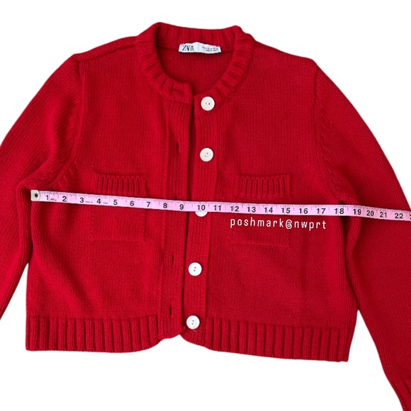 [SET] ZARA 🍓 Knit Cardigan Sweater Cami Tank Top Red XS S - Picture 11 of 16